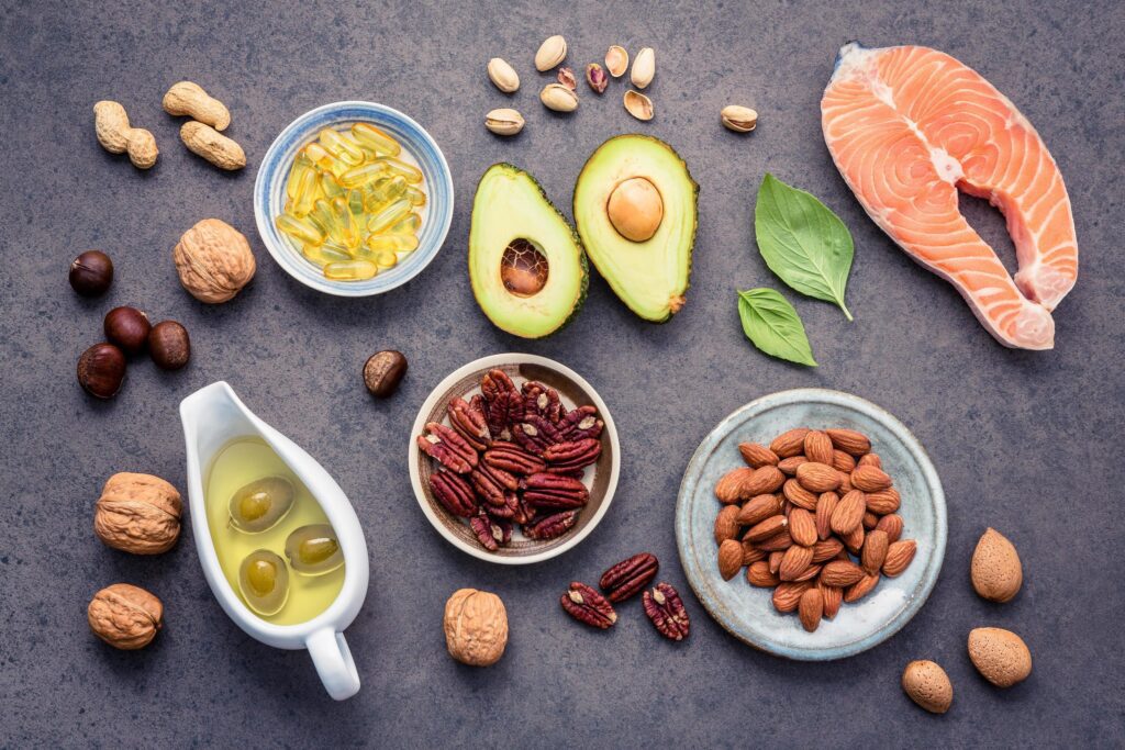 Food sources of omega 3 and unsaturated fats Stock Free