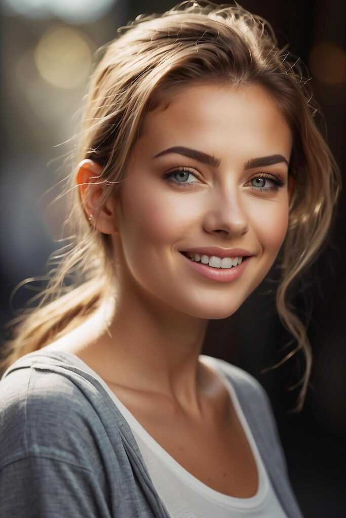 A Happy satisfied Beautiful woman portrait Free Photo