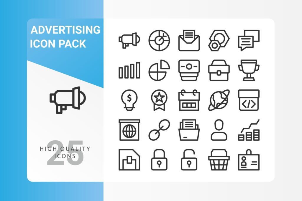 Advertising icon pack for your web site design, logo, app, UI Stock Free