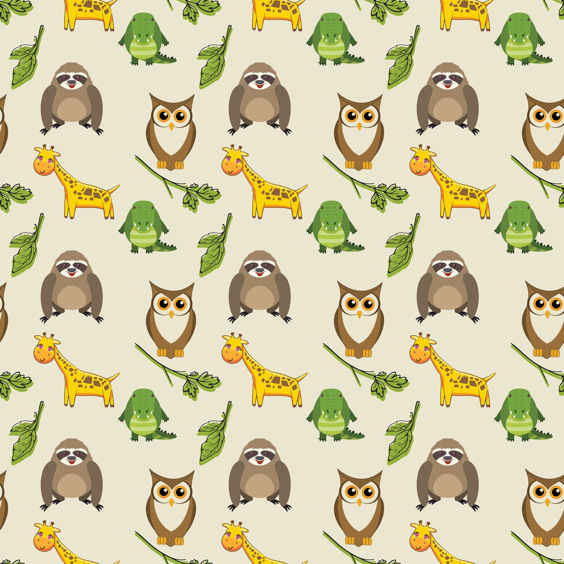 Tiny Forest Animals Seamless Pattern Design Free Vector