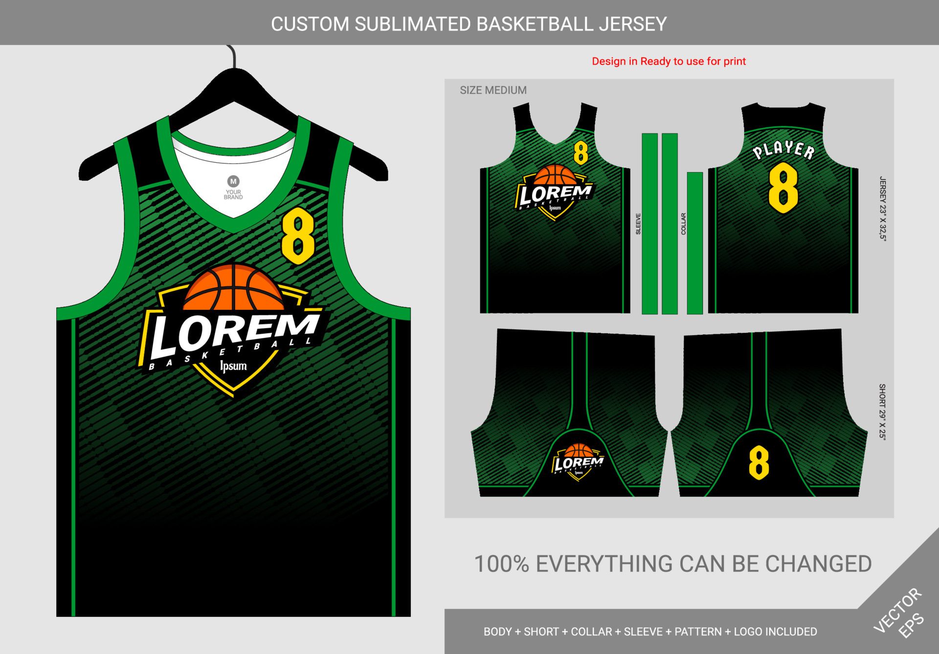 black and green pattern basketball jersey template Free Vector and Free SVG