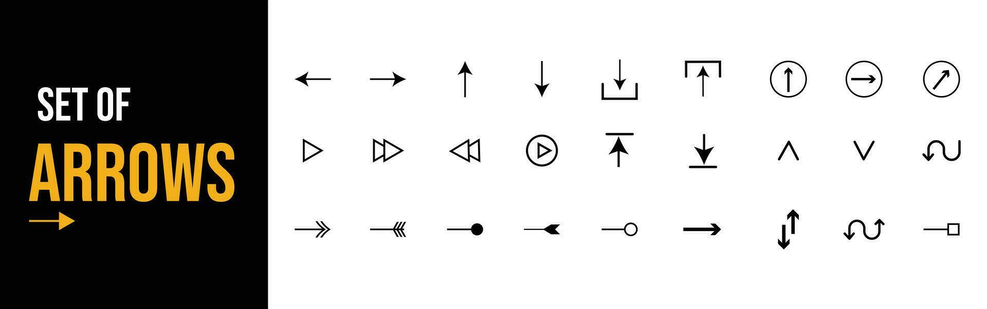 Arrows big black set icons. Arrow icon. Arrow vector collection. Arrow. Cursor. Modern simple arrows. Stock Free