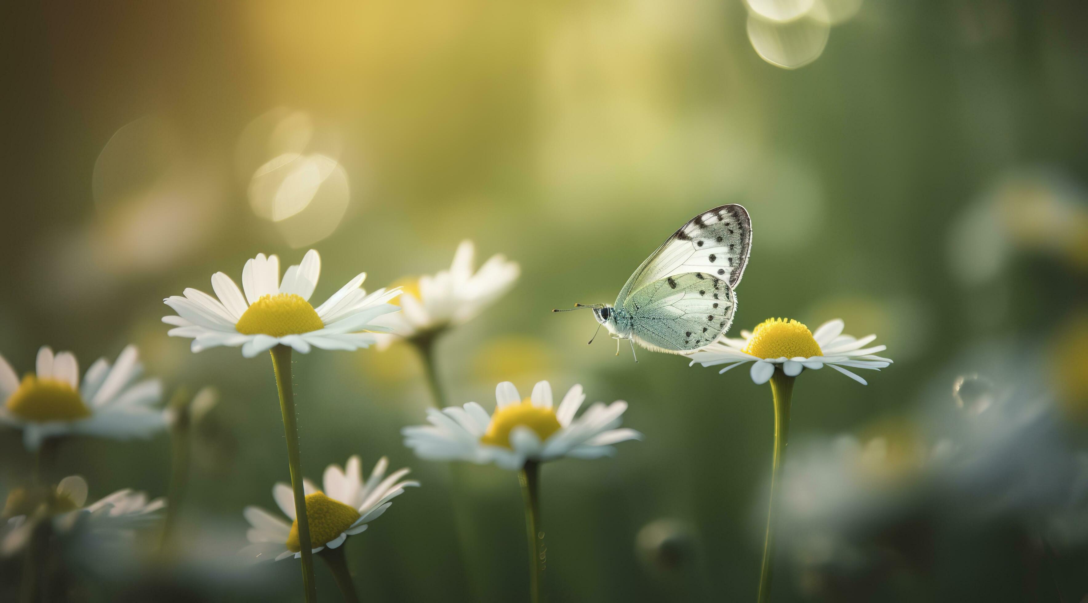 abstract nature spring Background spring flower and butterfly, generate ai Stock Free