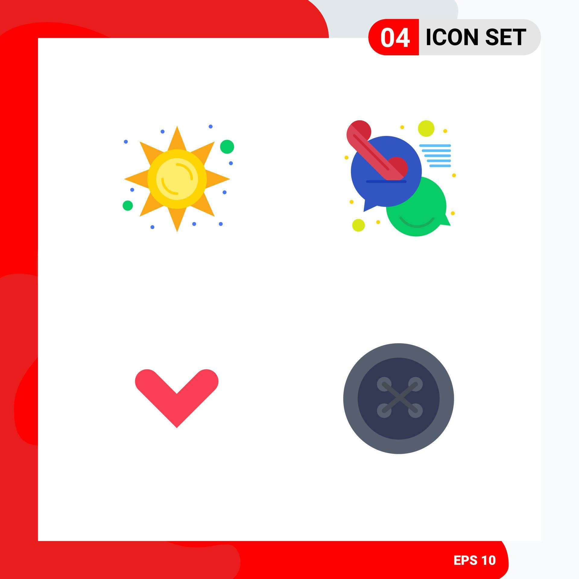 Pack of 4 creative Flat Icons of brightness arrows sun light message down Editable Vector Design Elements Stock Free