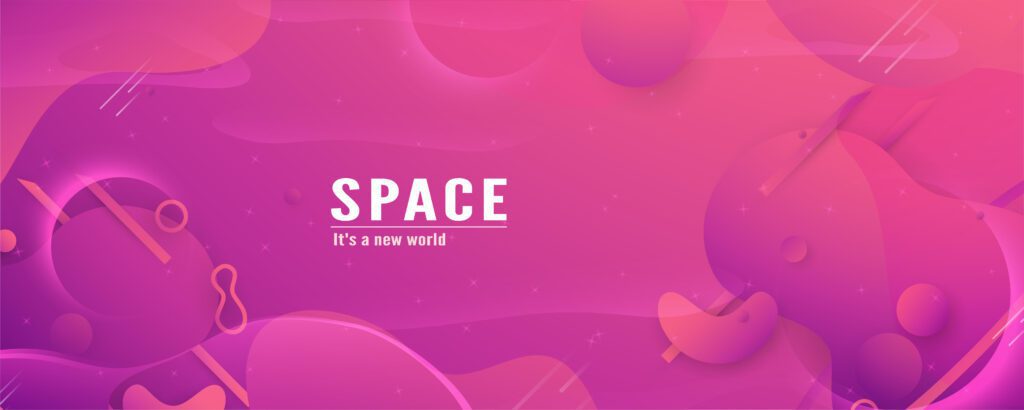 3D PInk Space Gradient Shapes Banner Free Vector