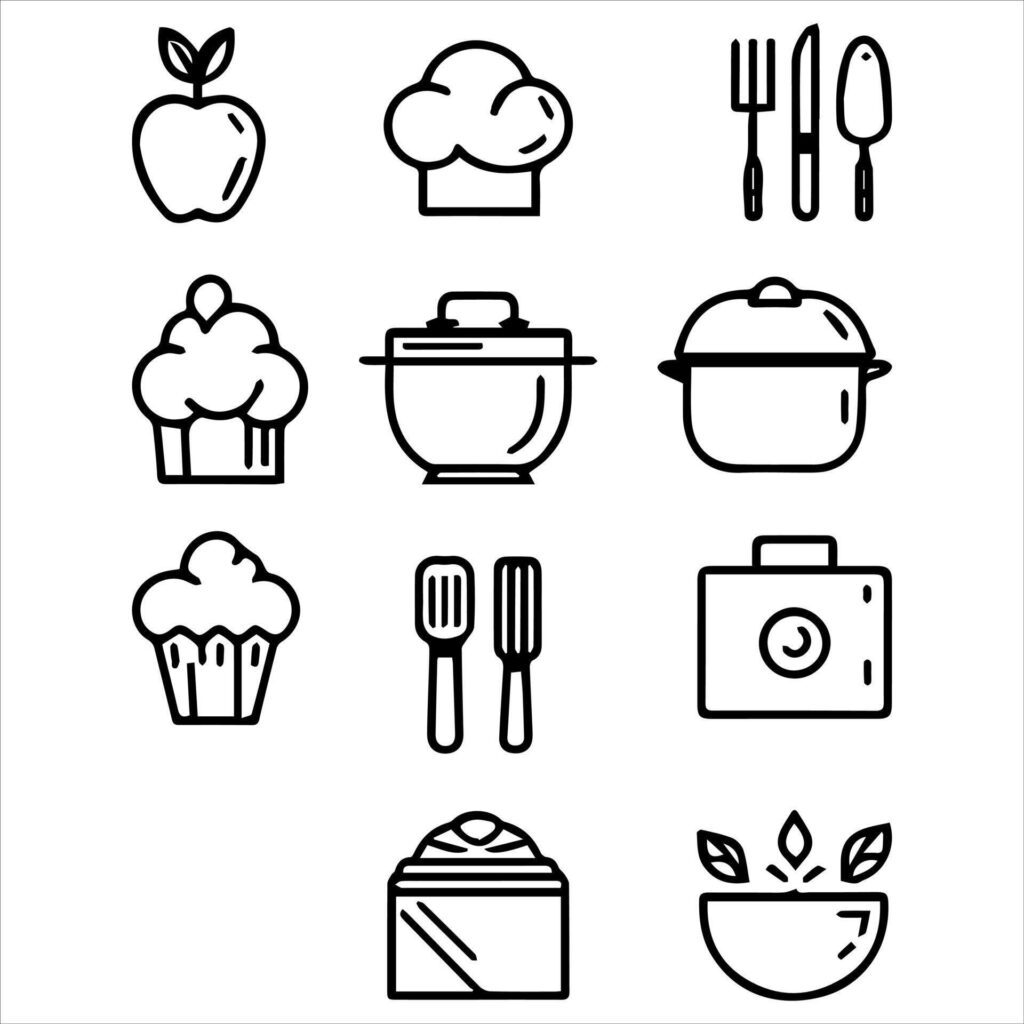 Kitchen item icon set Stock Free