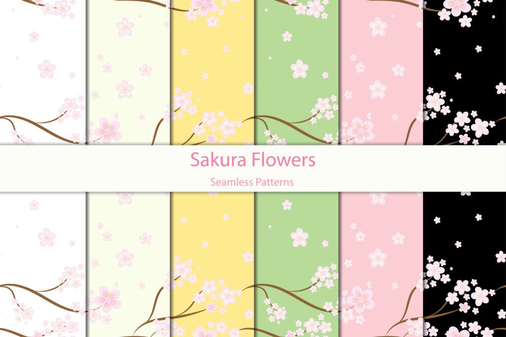 Seamless Floral Sakura Patterns Free Vector