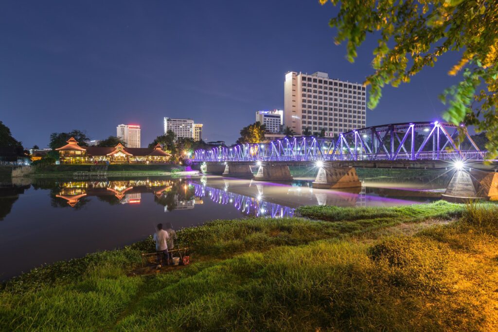 Old Bridge in Chiang mai, Thailand and Long Exposure Stock Free