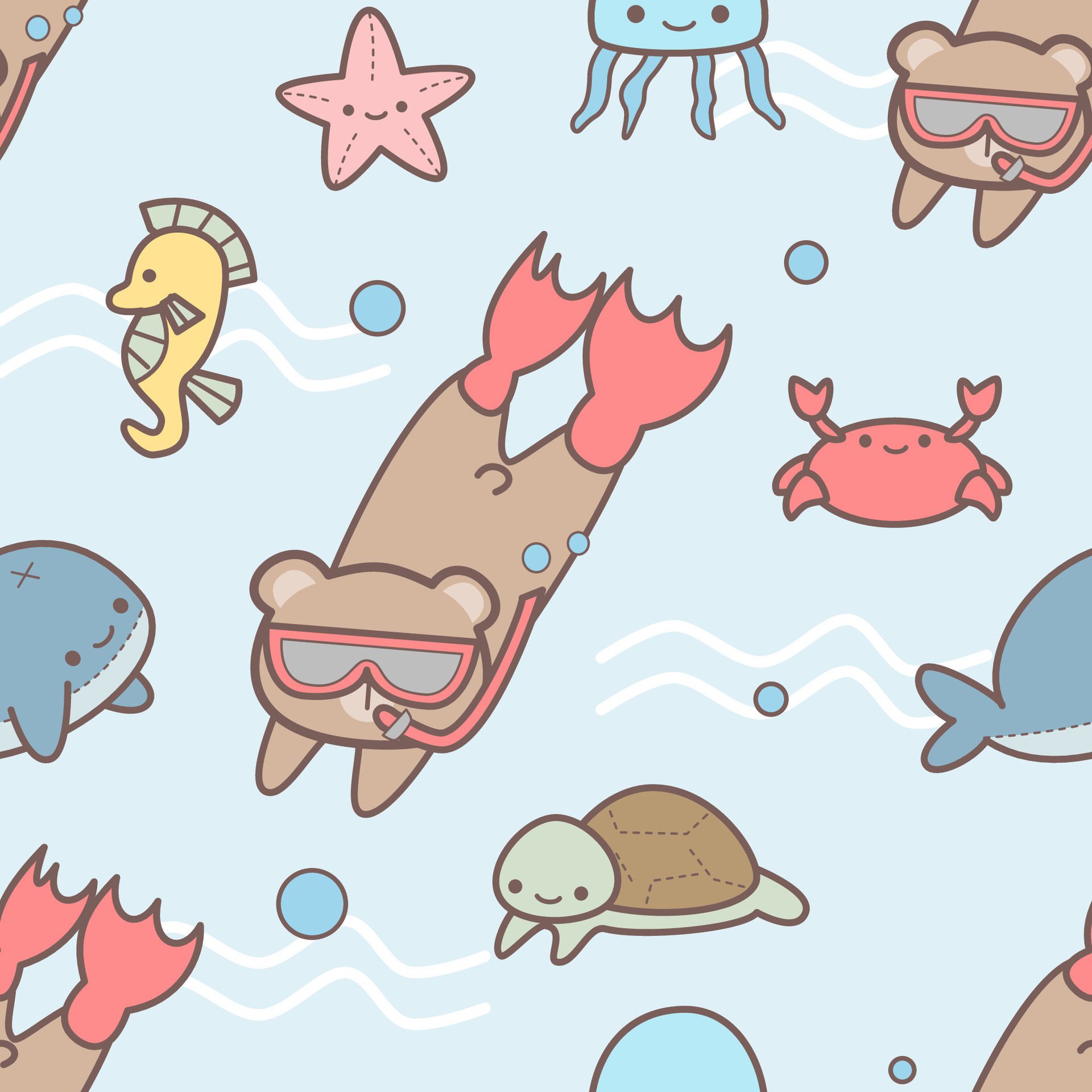 Cute bear seamless pattern Free Vector