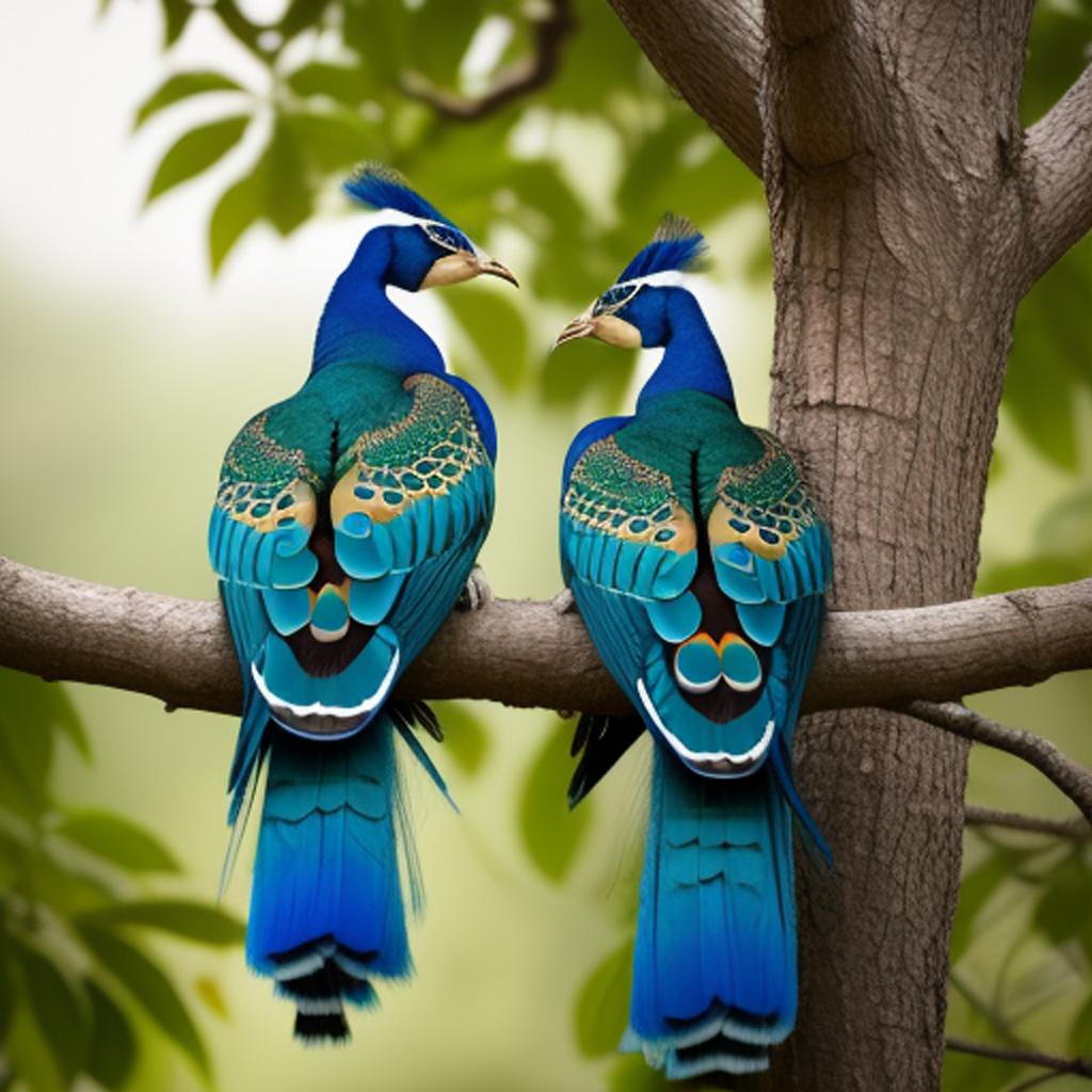 Two peacocks sitting on by @ai_generated