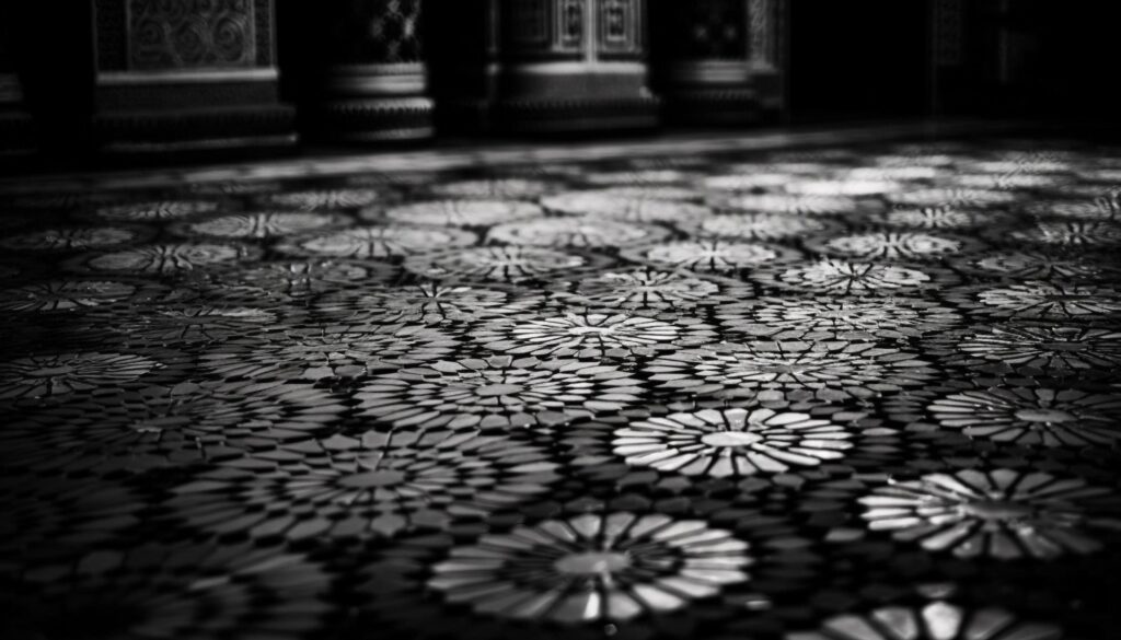 Stone textured flooring in black and white generated by AI Stock Free