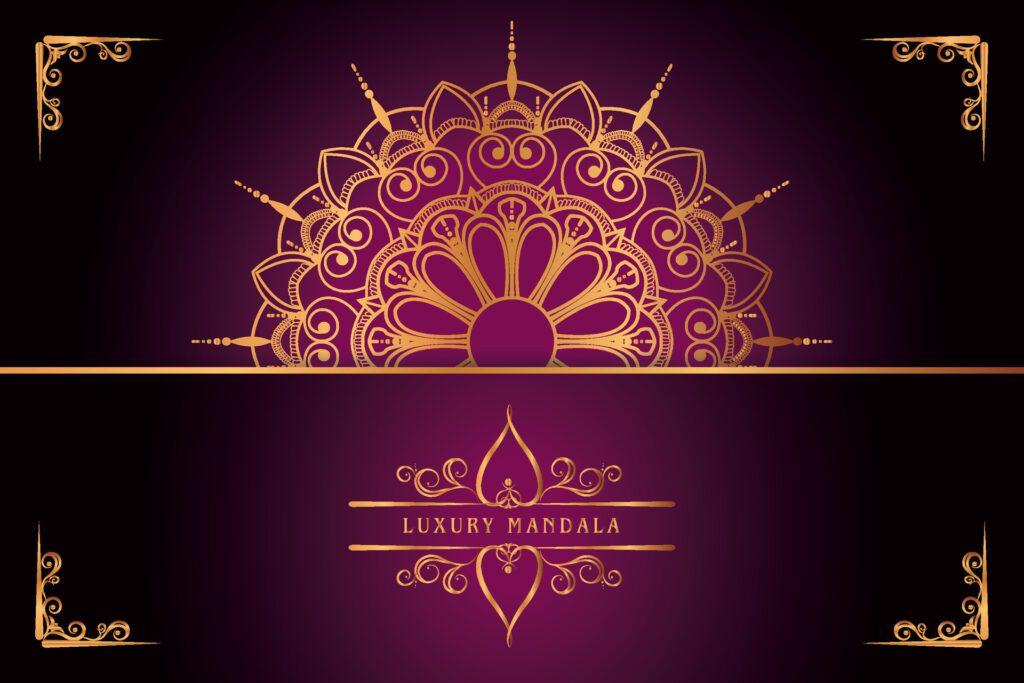 golden mandala design with gradients background Free Vector