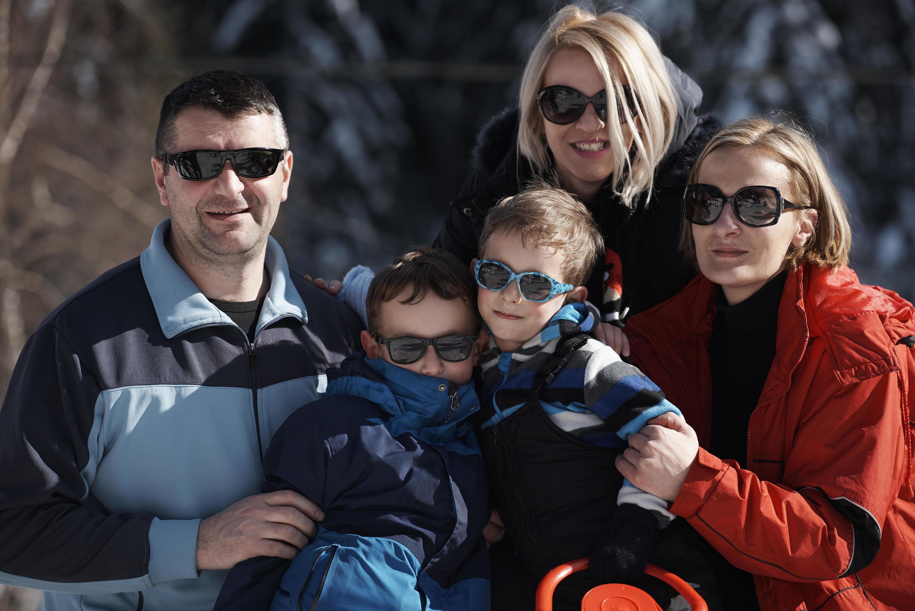 family portrait at beautiful winter day Stock Free