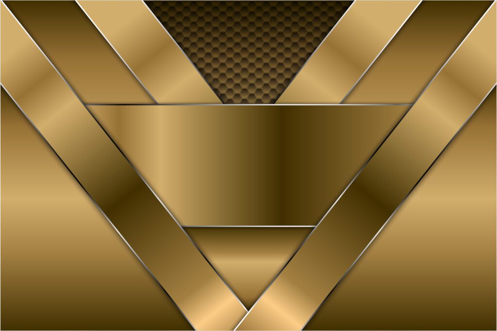 Gold metallic background with hexagon pattern Free Vector