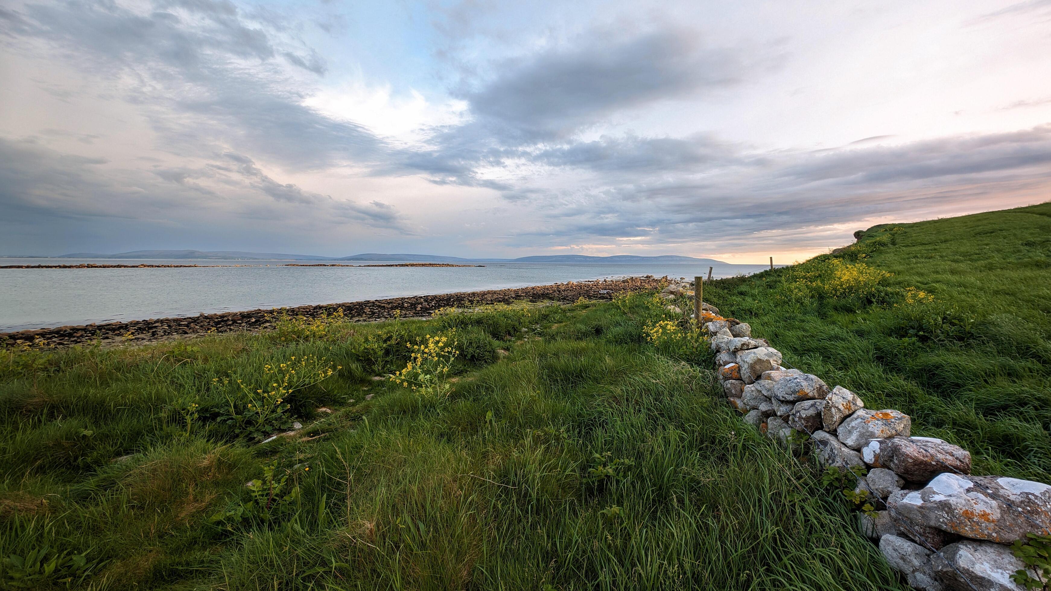 Beautiful coastal sunset landscape scenery of wild Atlantic way at Silverstrand beach, Galway, Ireland, nature background, wallpaper Stock Free