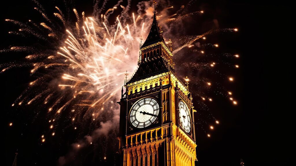 Holiday Fireworks in London. Illustration Stock Free