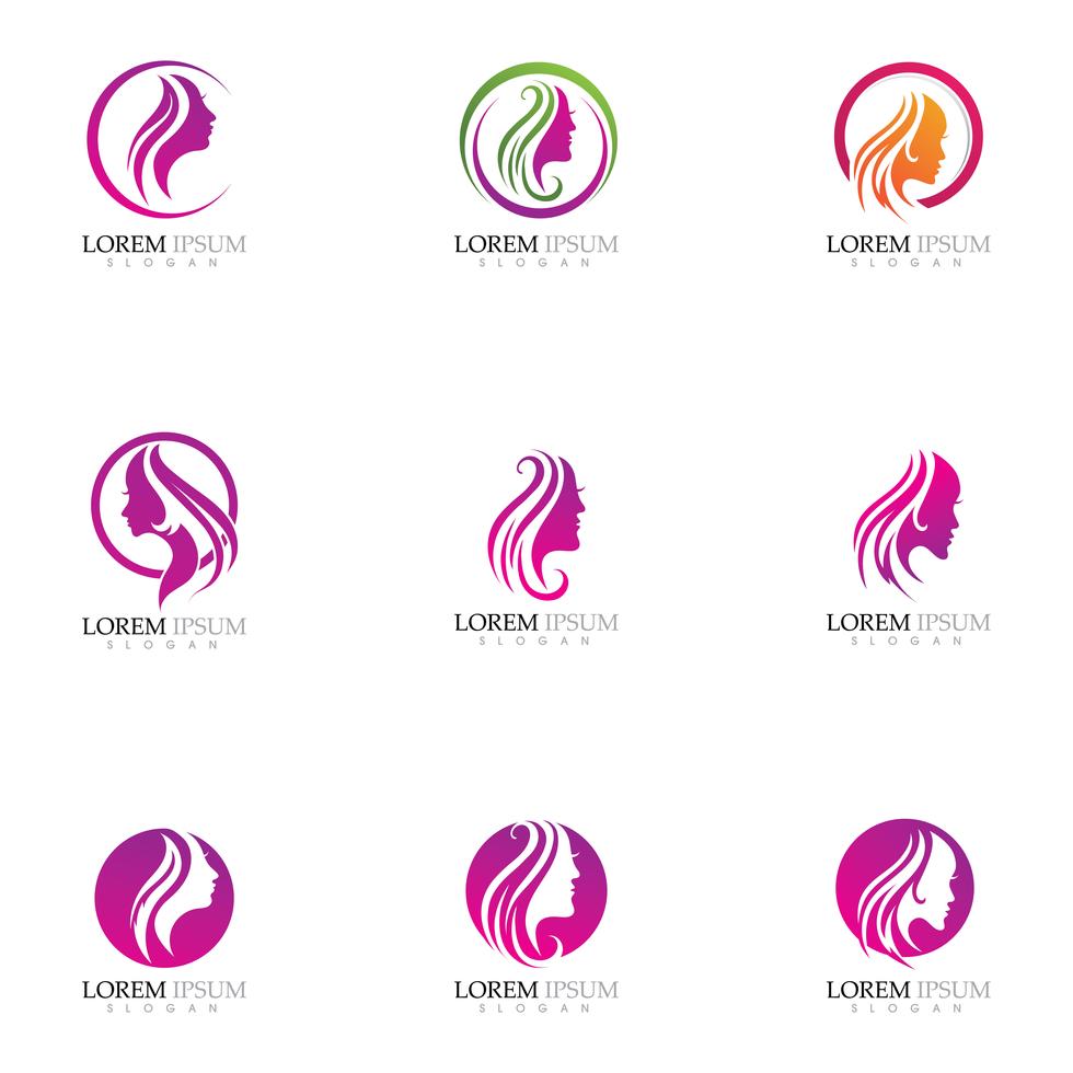 Beauty Women face silhouette character Logo Stock Free