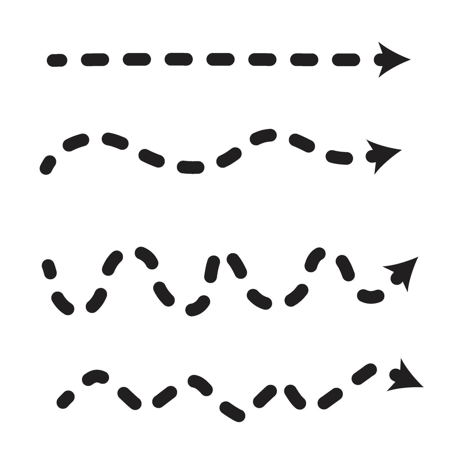 Hand drawn dash dot arrows collection. Stock Free