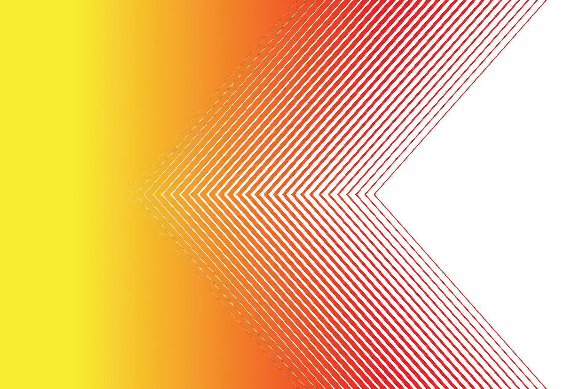 Thin straight line smooth transition from yellow to red thin arrow shaped background. Stock Free