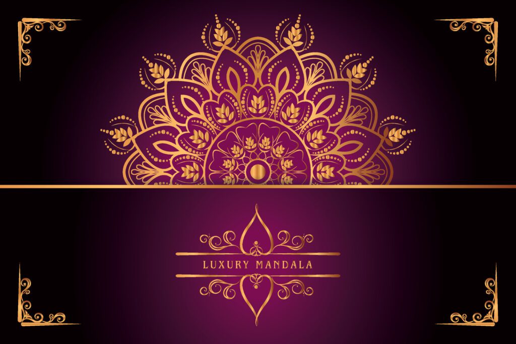 golden mandala design with gradients background Free Vector