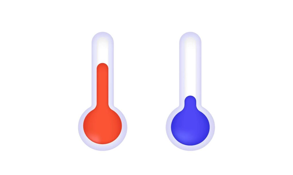 3d icon realistic concept thermometers measure hot cold design Stock Free