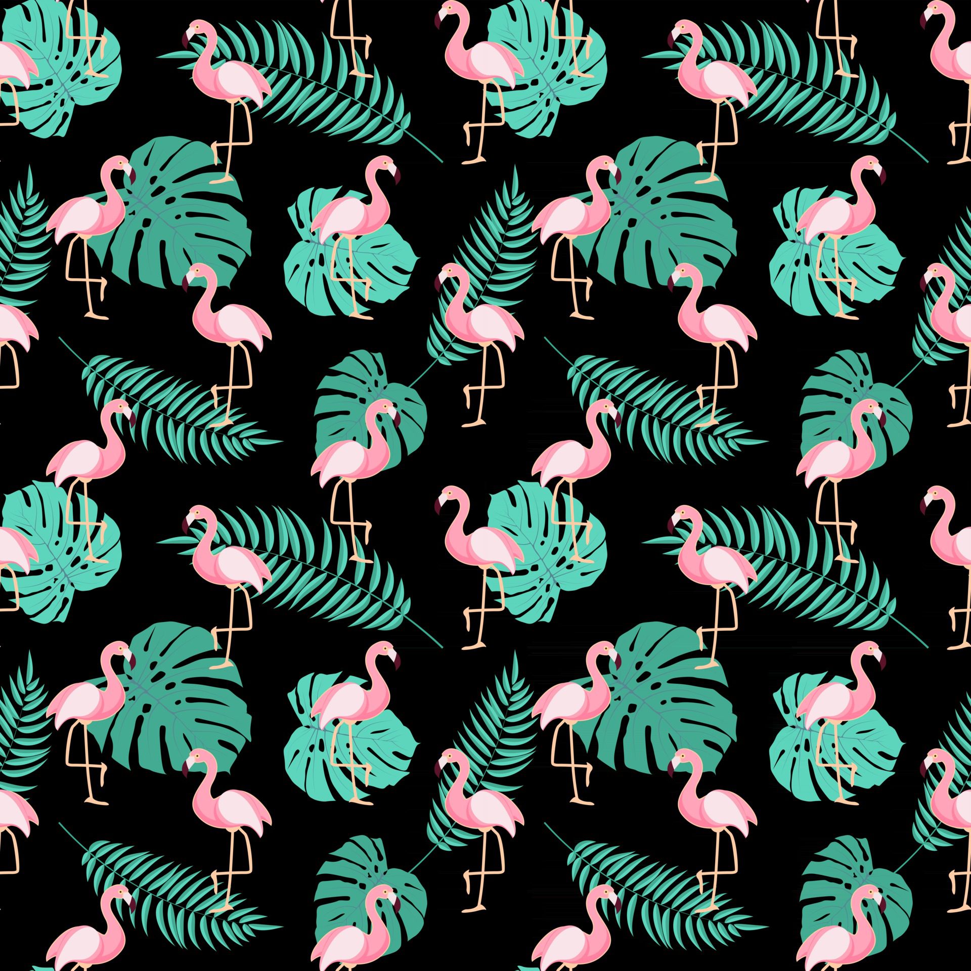 Cute Retro Seamless Flamingo Pattern Background Vector Illustration Free Vector