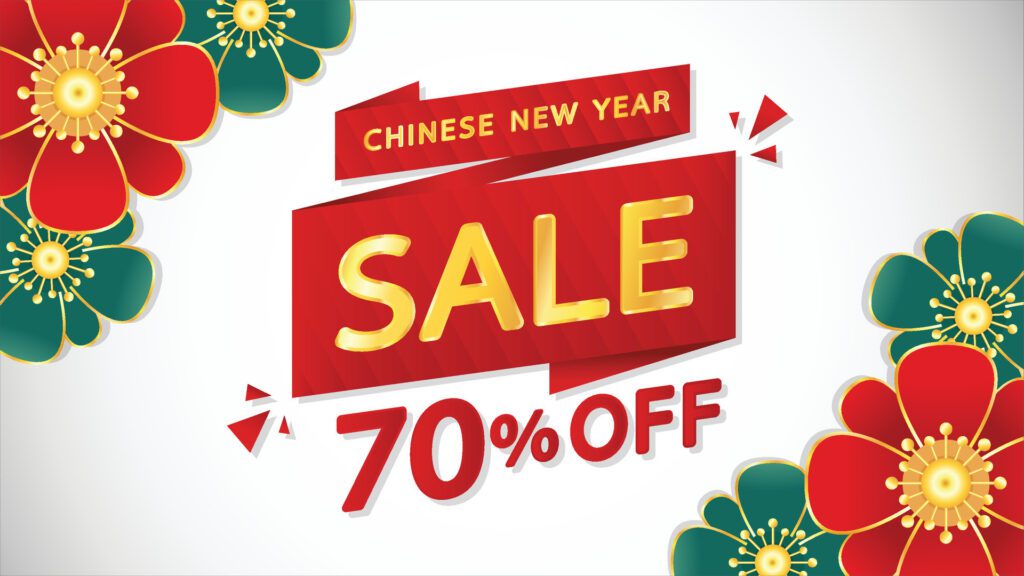 Lunar new year wallpaper. Chinese background vector. Chinese new year sale poster. Free Vector