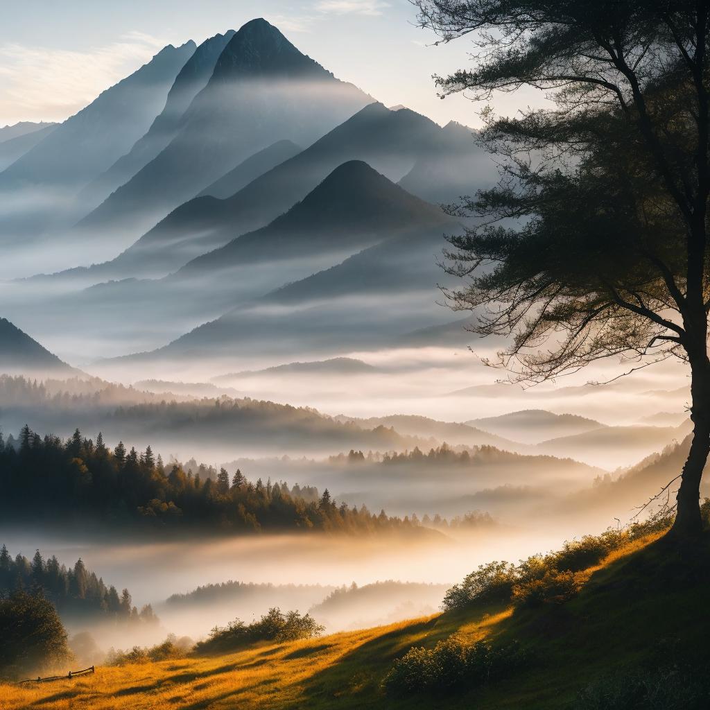 Natural landscape scenery, misty by @ai_generated