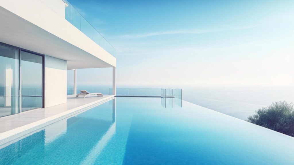 Luxury modern villa with pool. Illustration Stock Free