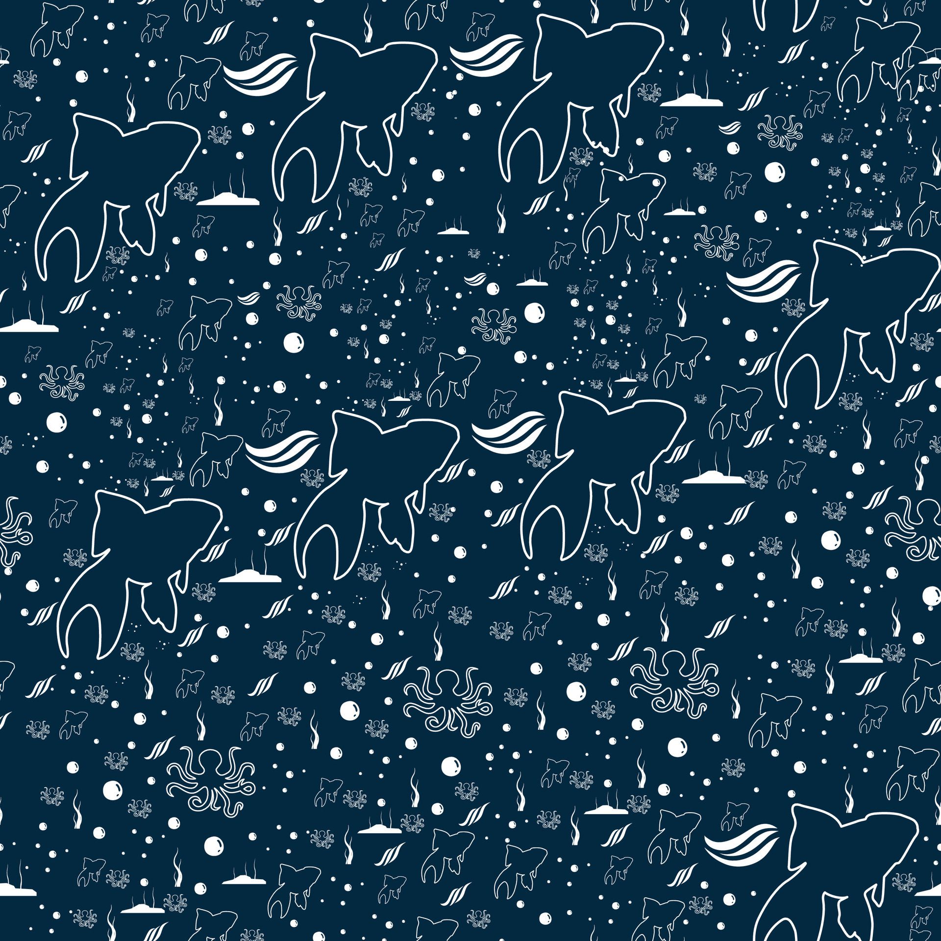 Seamless Sea fish Pattern Free Vector