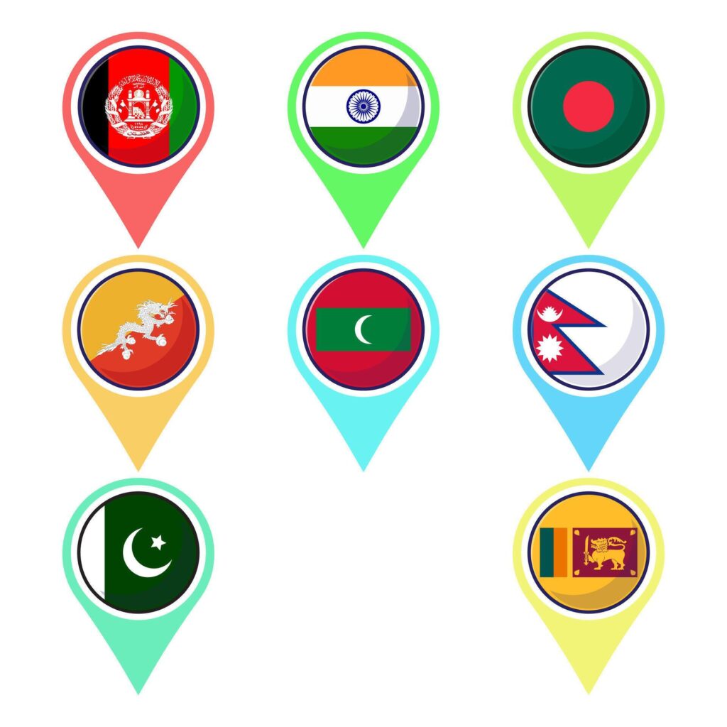 Design of South Asian countries flag icon mascot collection Stock Free