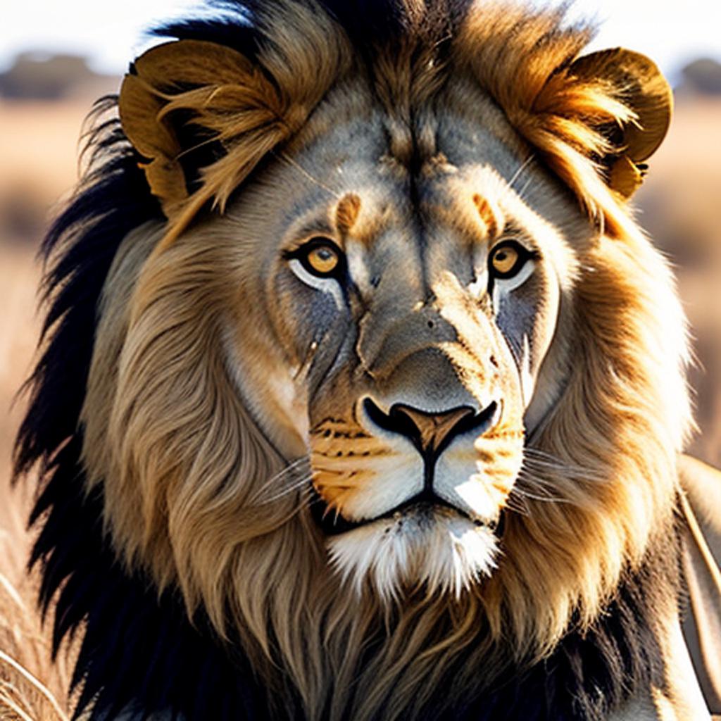 “Majestic lion portrait, golden by @ai_generated