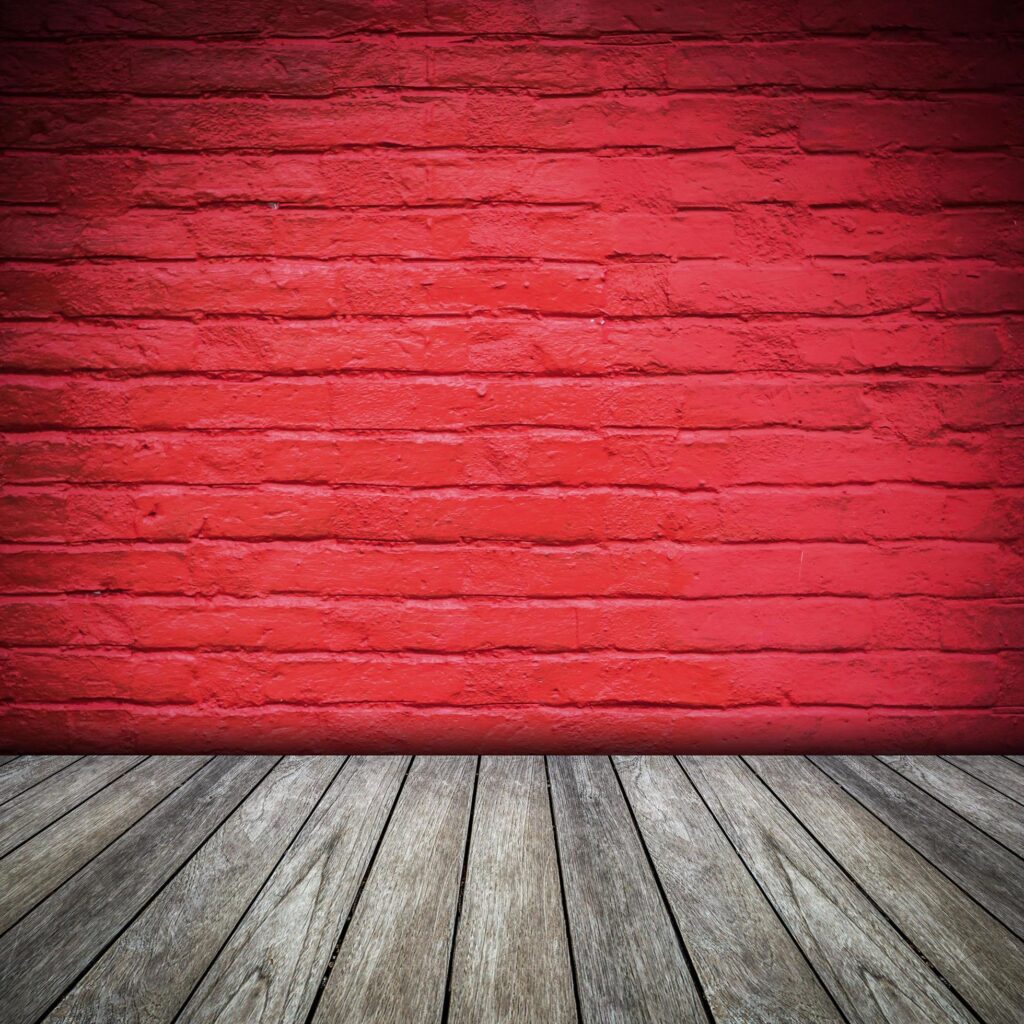 old red brick wall and wood floor for room interior Stock Free