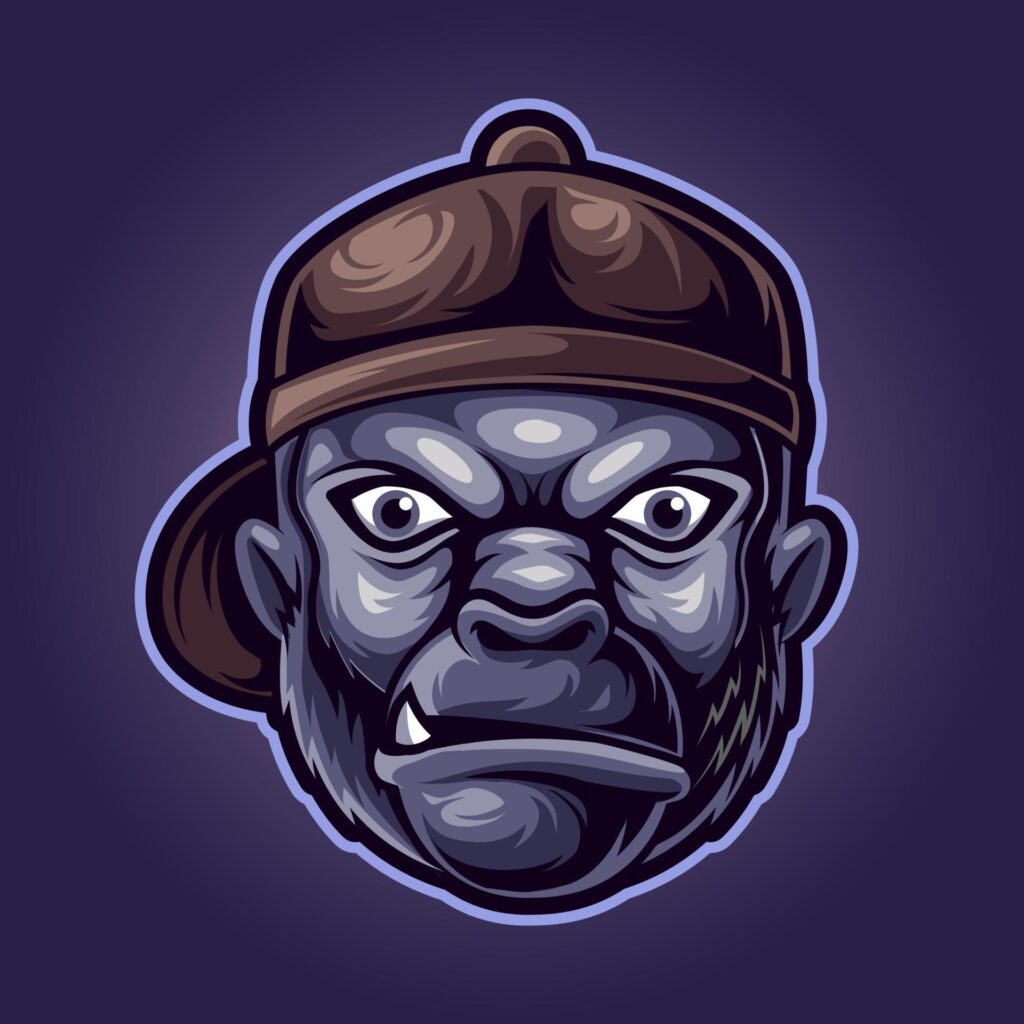 angry gorilla head, mascot logo illustration for esport team and streamer Stock Free and Free SVG