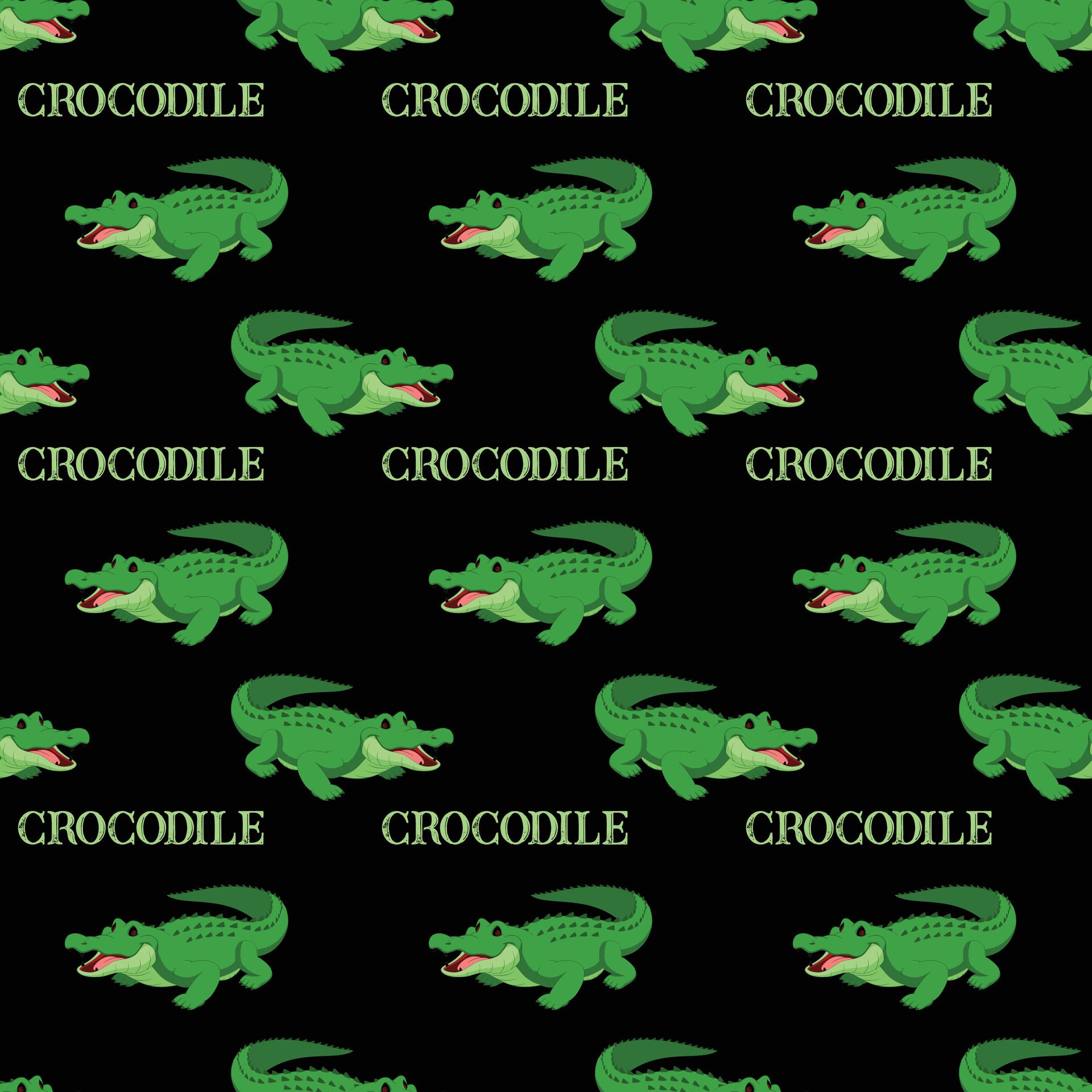 Crocodile Dark Seamless-Pattern-Design Free Vector