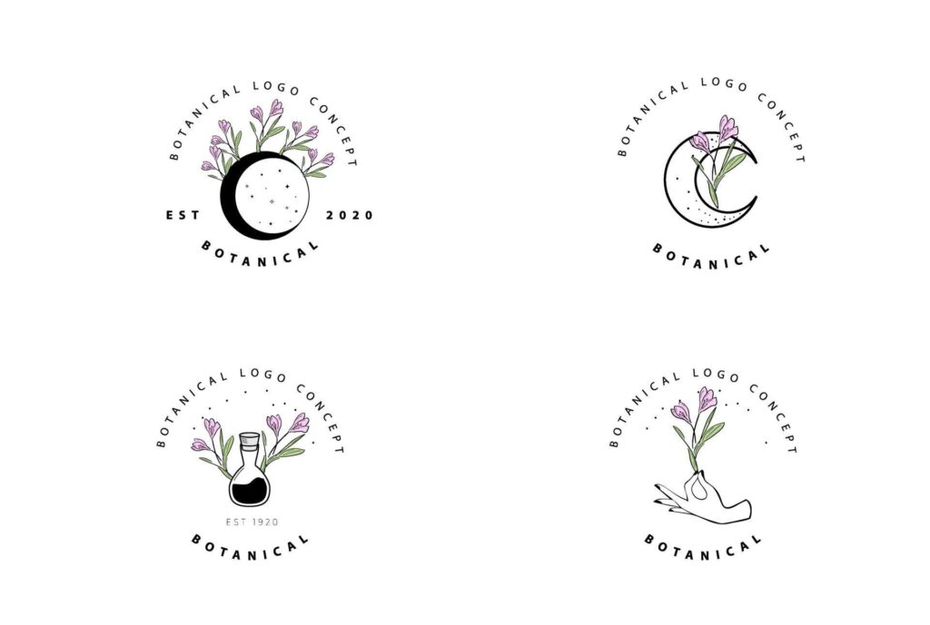 Abstract minimal modern feminine botanical floral organic logo design Stock Free