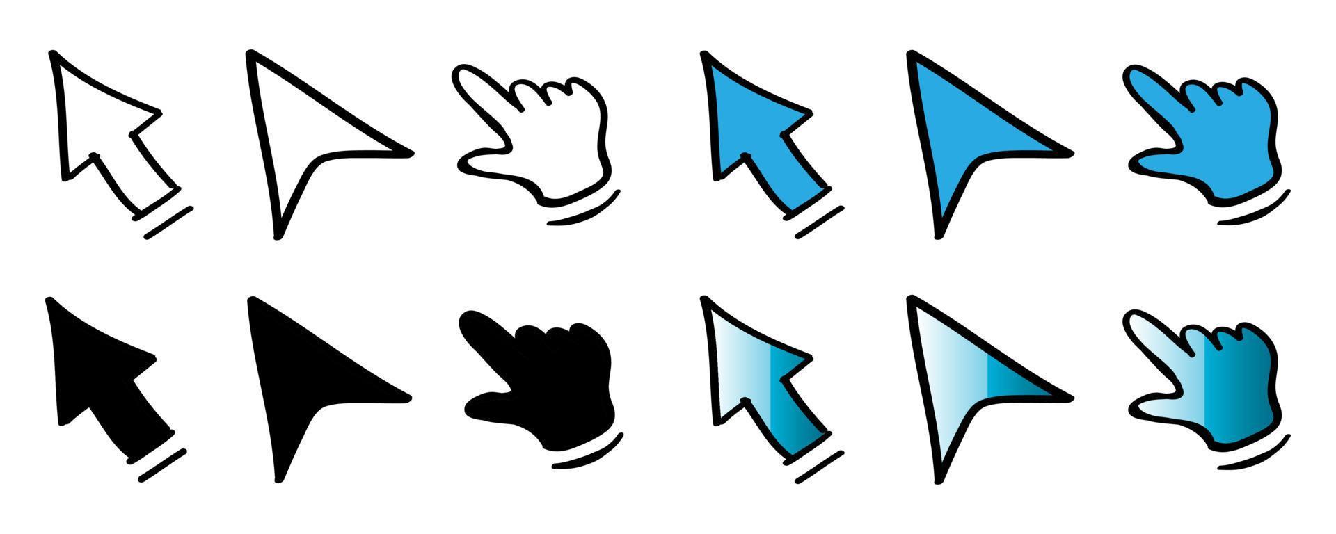 hand drawn pointer cursor icons in doodle style Stock Free and Free SVG