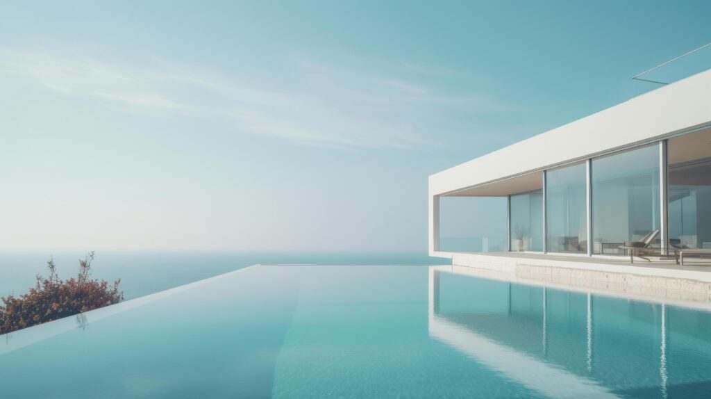 Luxury modern villa with pool. Illustration Stock Free