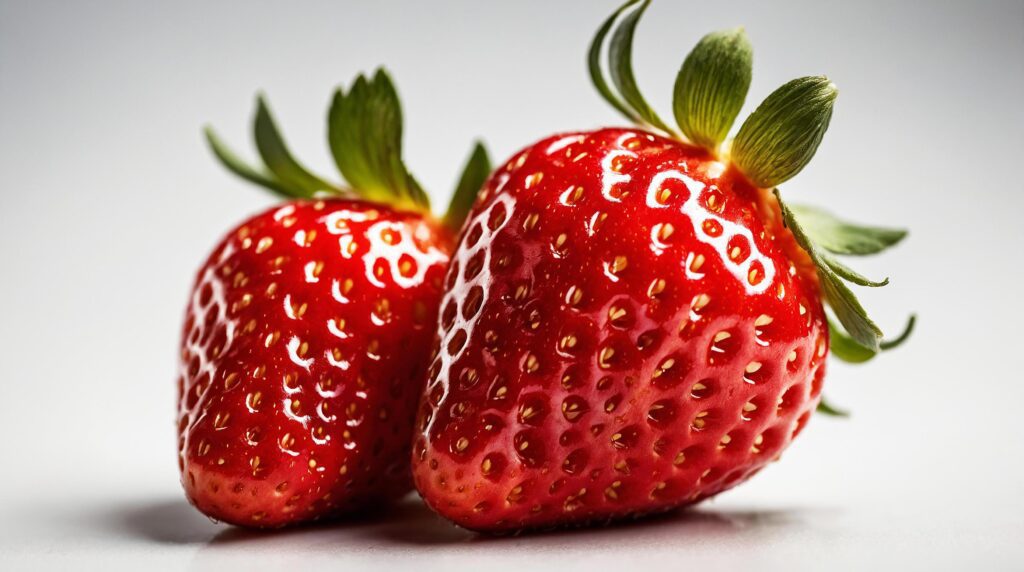 close-up Two whole strawberries on a white absolud background Stock Free