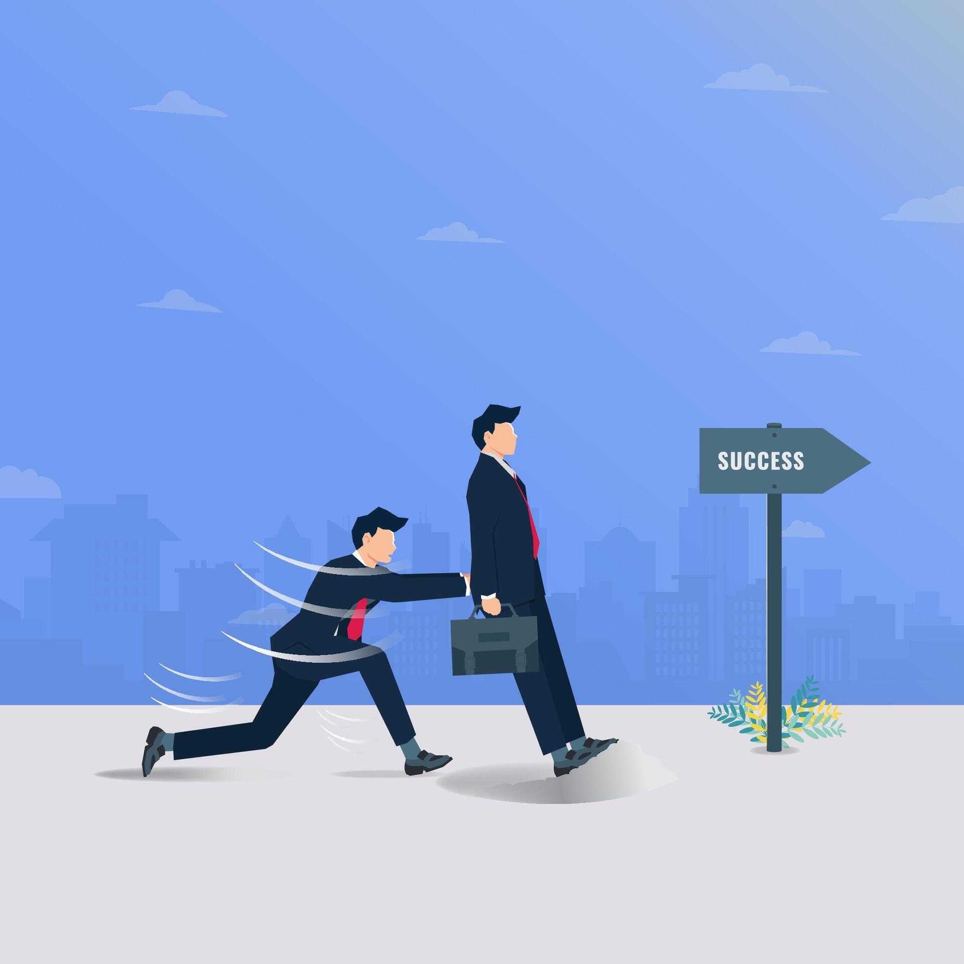 Businessman pushing himself to success illustration Stock Free