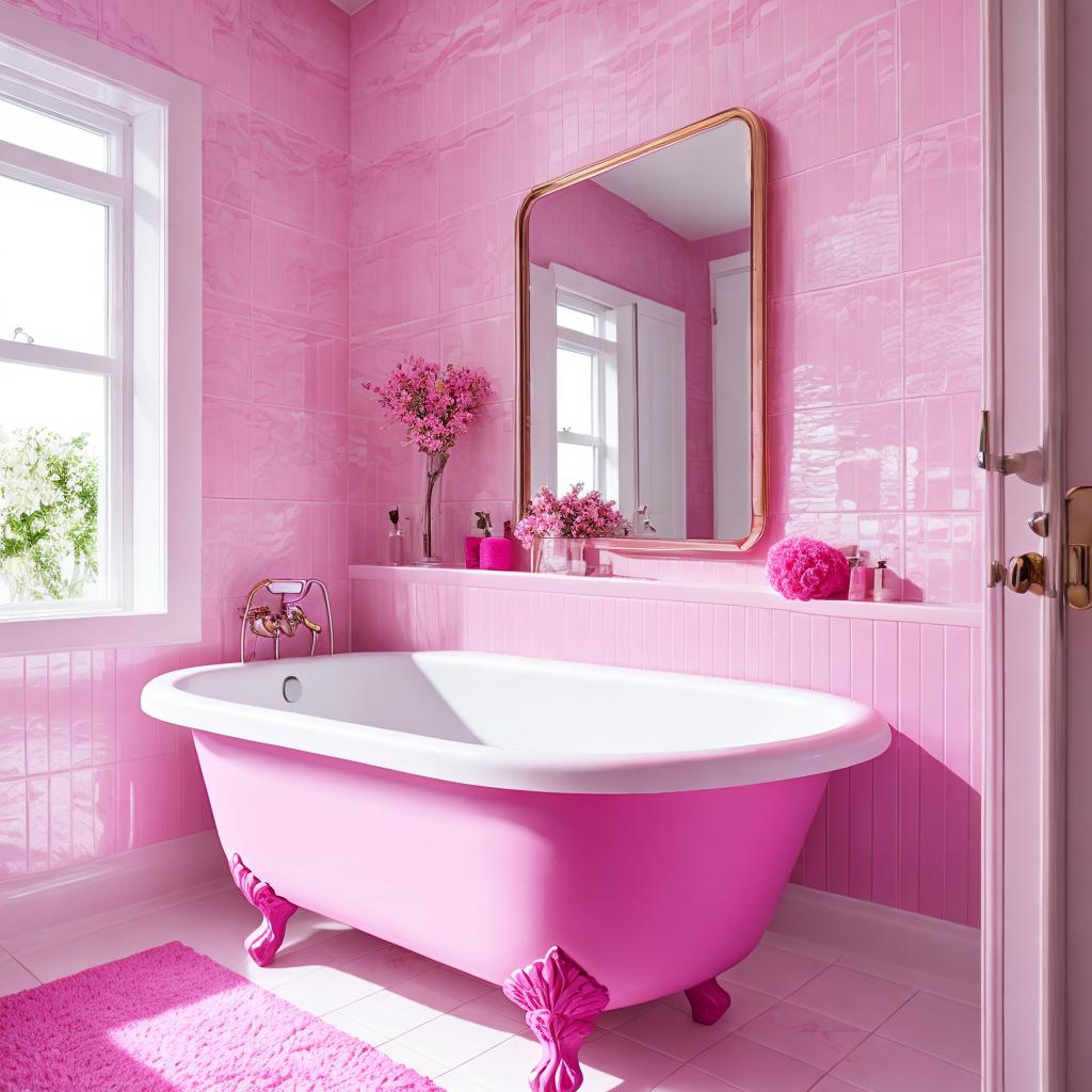 Pink bathtub in pink by @ai_generated