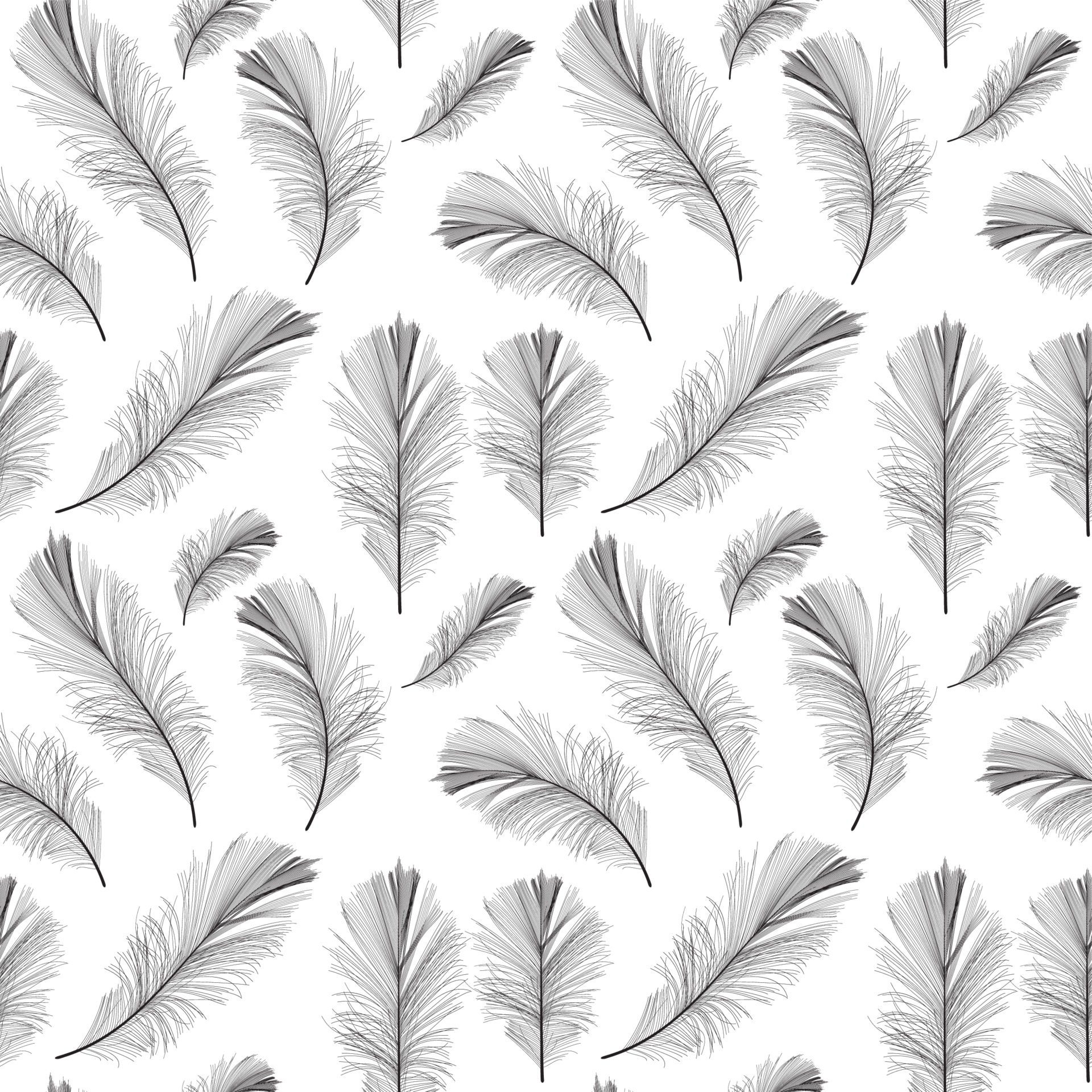 Bird Feather Hand Drawn Seamless Pattern Background Free Vector