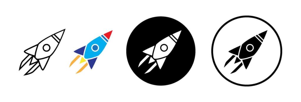 Rocket icon. spaceship launch. startup icon set Stock Free