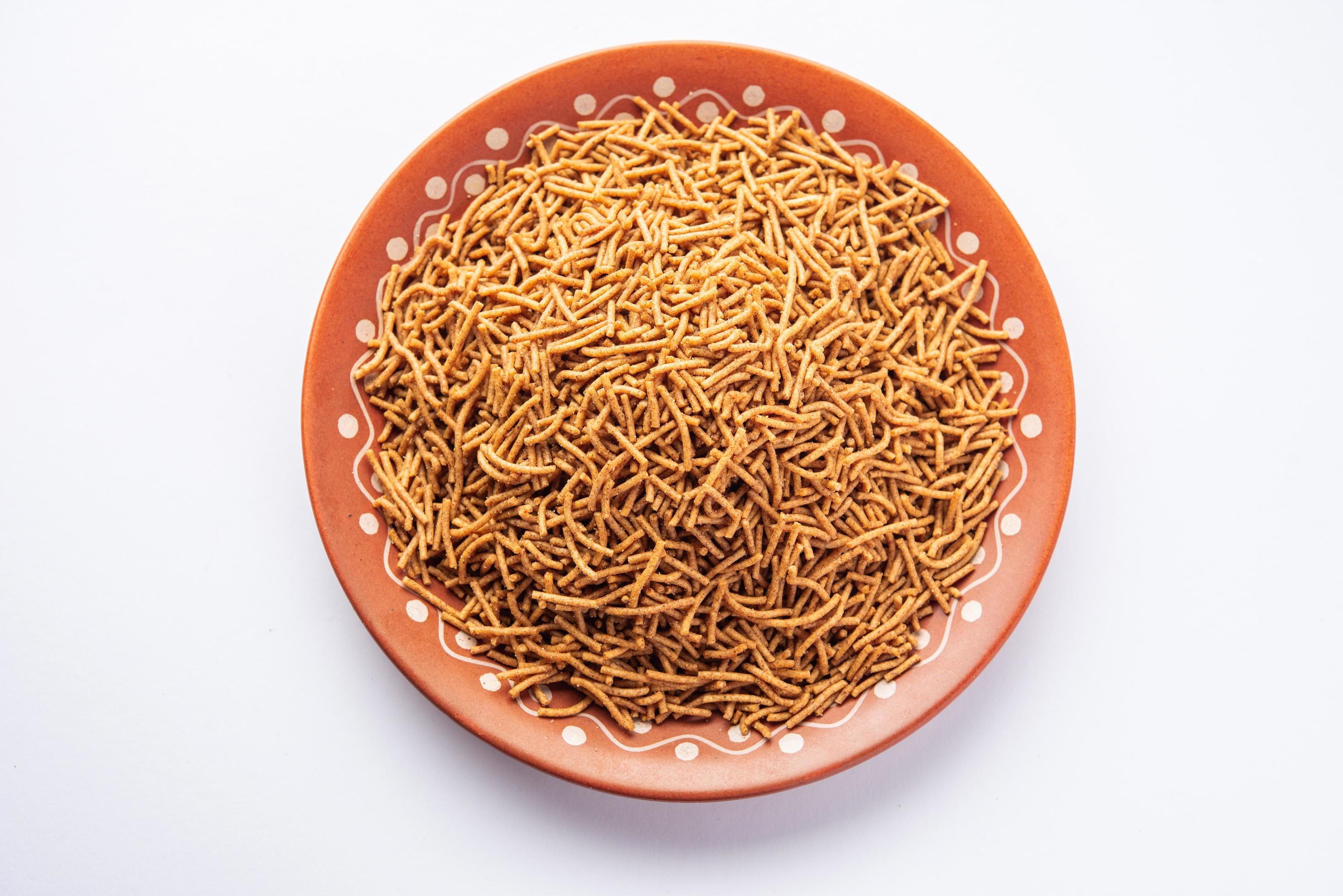 Nachni or Ragi Sev is a delicious crispy noodle made from finger millets, healthy Indian food Stock Free