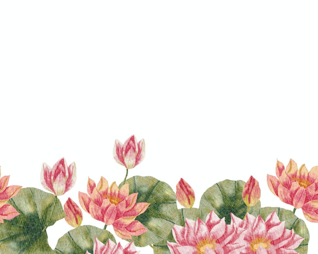 Pink Water Lily Watercolor Flower Background Free Vector