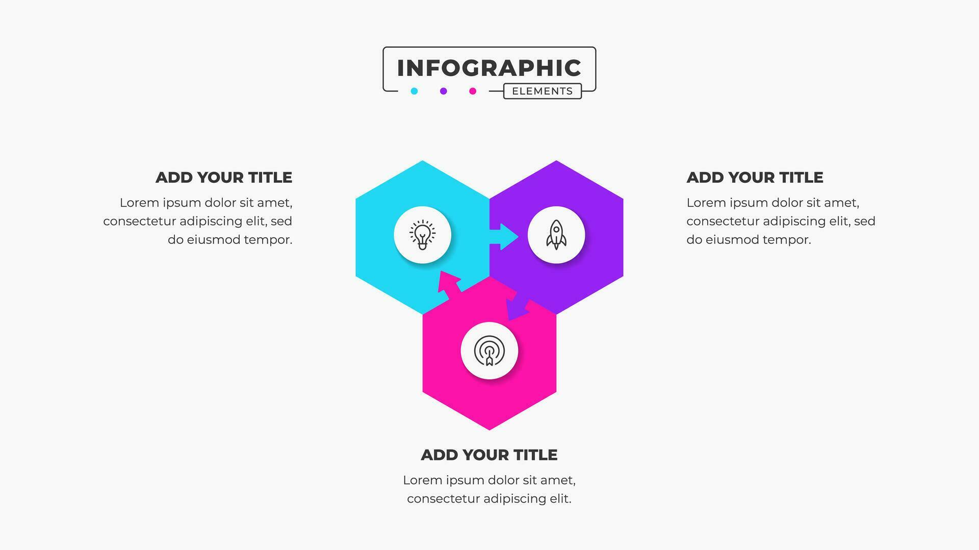 Vector hexagon arrow business infographic elements with 3 steps or options Stock Free