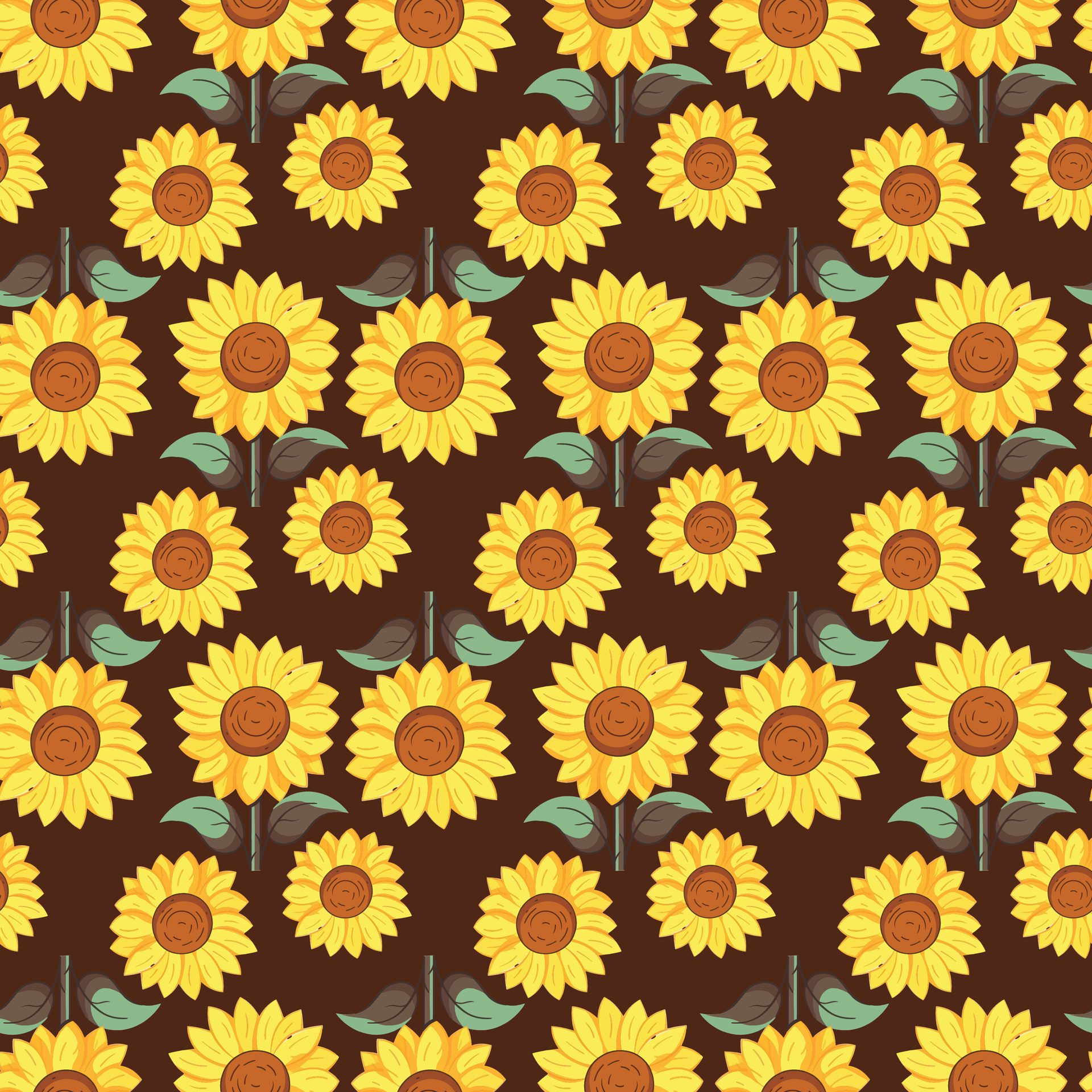 Field Of Sunflowers Seamless Pattern Design Free Vector