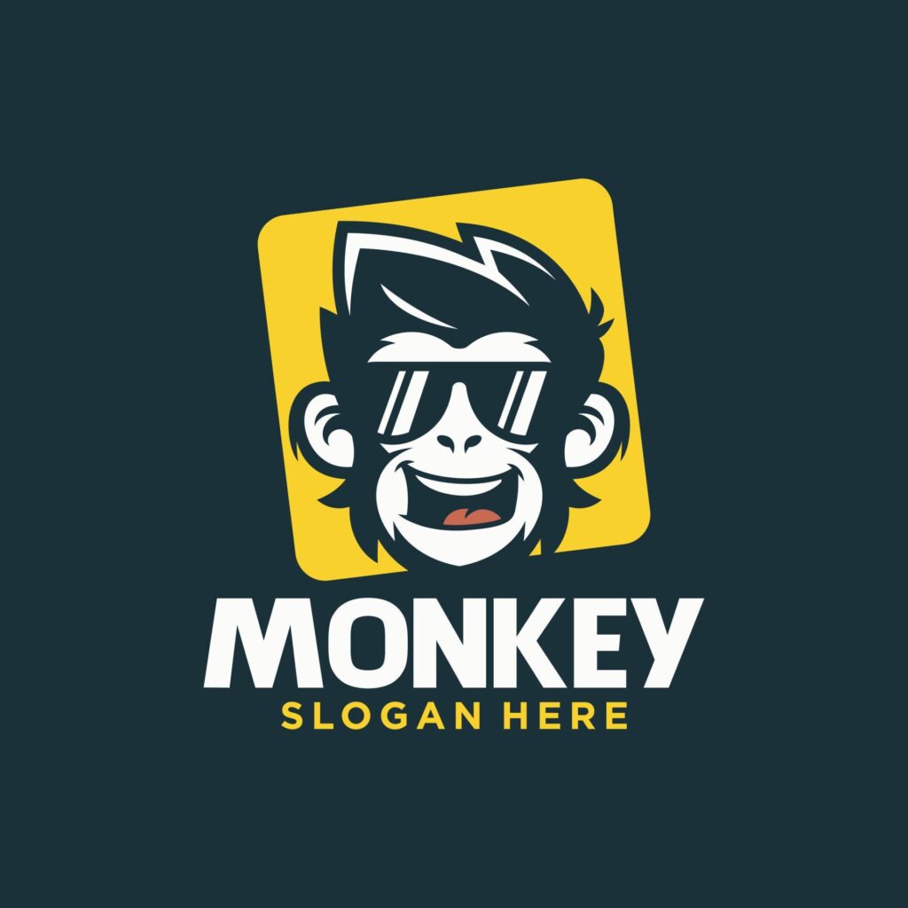 Monkey mascot logo vector. Animal vector illustration. Geek monkey logo. Chimpanzee vector logo design Stock Free