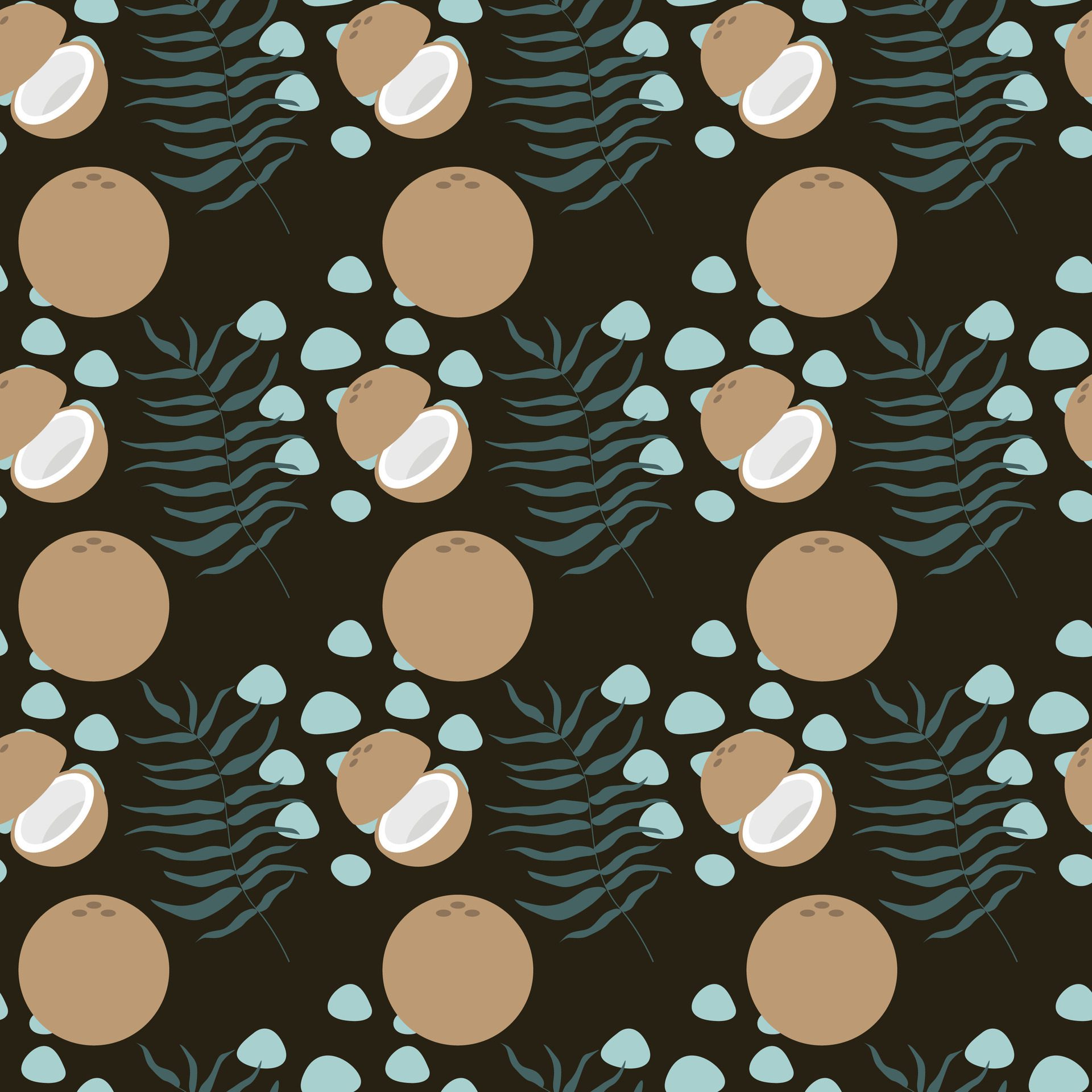 Coconut Seamless Pattern Design Free Vector