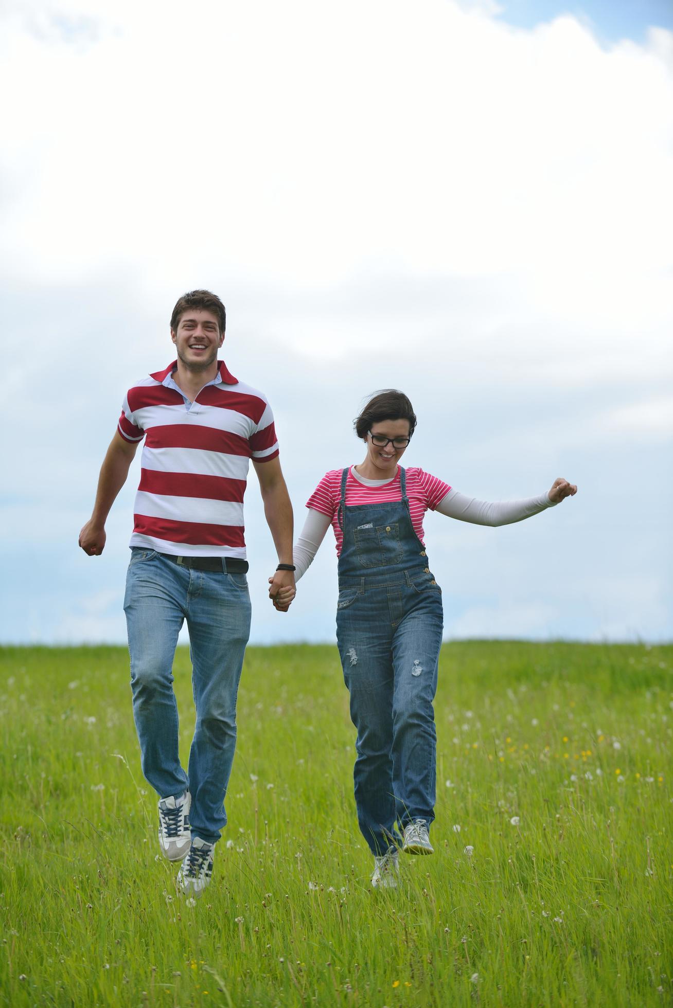 romantic young couple in love together outdoor Stock Free